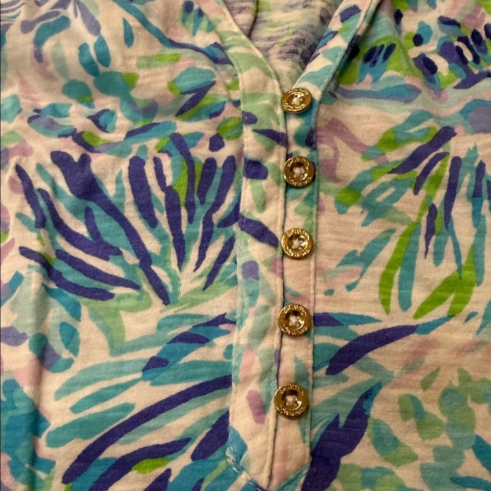 Lilly Pulitzer Essie Tank Top Vibrant Blue and Green Blouse, size small - Picture 4 of 6